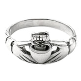 Sterling Silver Claddagh ring on a white background